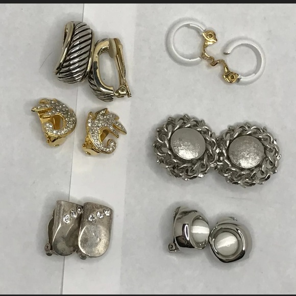 Vintage Clip On Earrings bundle 6 Pairs All good - Picture 2 of 11